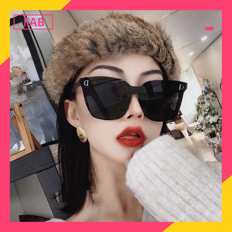 INS Fashion Oversized Square Kacamata Hitam Korea Wanita Kaca Mata Fashion Oversized Sunglasses