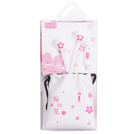 [XY-03] Headset Earphone POUCH SERUT Motif BUNGA SAKURA / Wadah Headset POUCH BUNGA SAKURA FLOWER