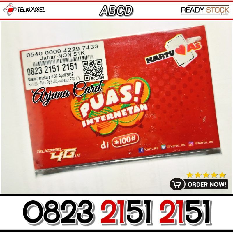 Nomor Cantik Kartu As 2151 2151 Telkomsel 0823 ABCD sakti combo