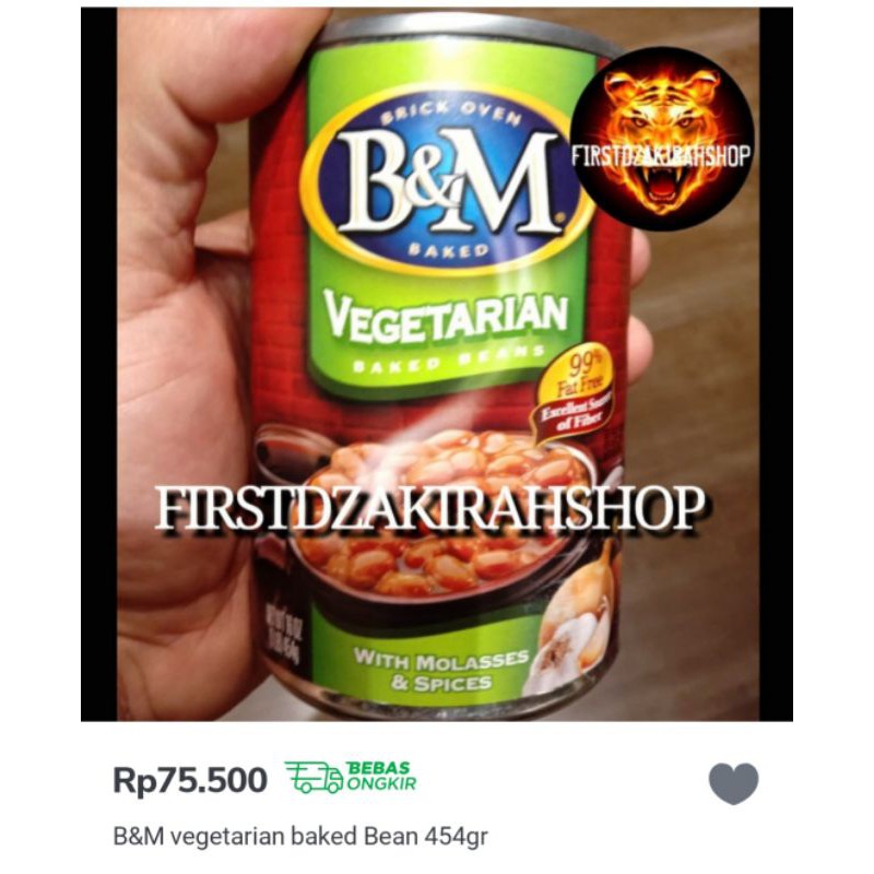B&M vegetarian baked bean 454gr