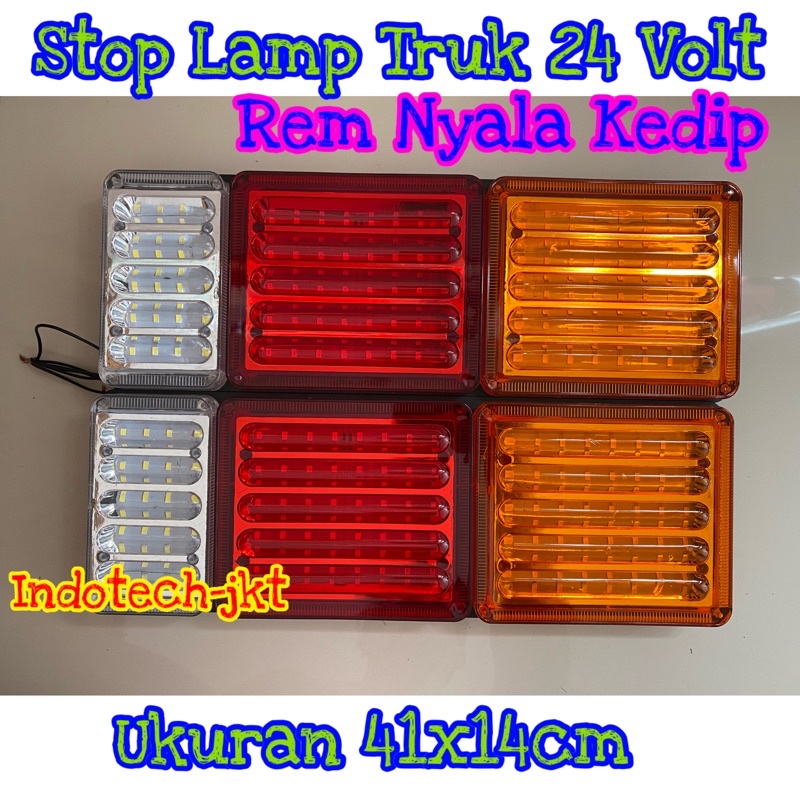 Stop Lamp Lampu Belakang Truk 24 Volt Rem Nyala Kedip Model 8D Ukuran 41cm