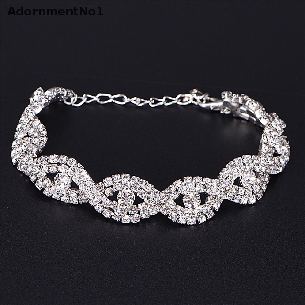 (AdornmentNo1) Gelang Tangan Rantai Aksen Infinity + Kristal + Berlian Imitasi Untuk Perhiasan Wanita