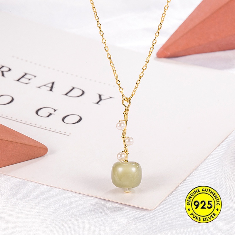 Kalung Mutiara Giok Emas 18K Tahan Air Anti Alergi Untuk Aksesoris