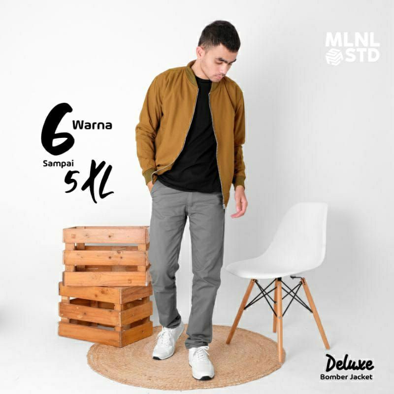 Jaket Bomber Kanvas Polos Jaket Pria Bahan Catoon Kanvas