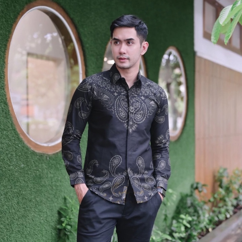 Baju Kemeja Batik Cowok Lengan Panjang SLIMFIT Bahan Katun PREMIUM Lapis Furing Motif Terbaru Modern