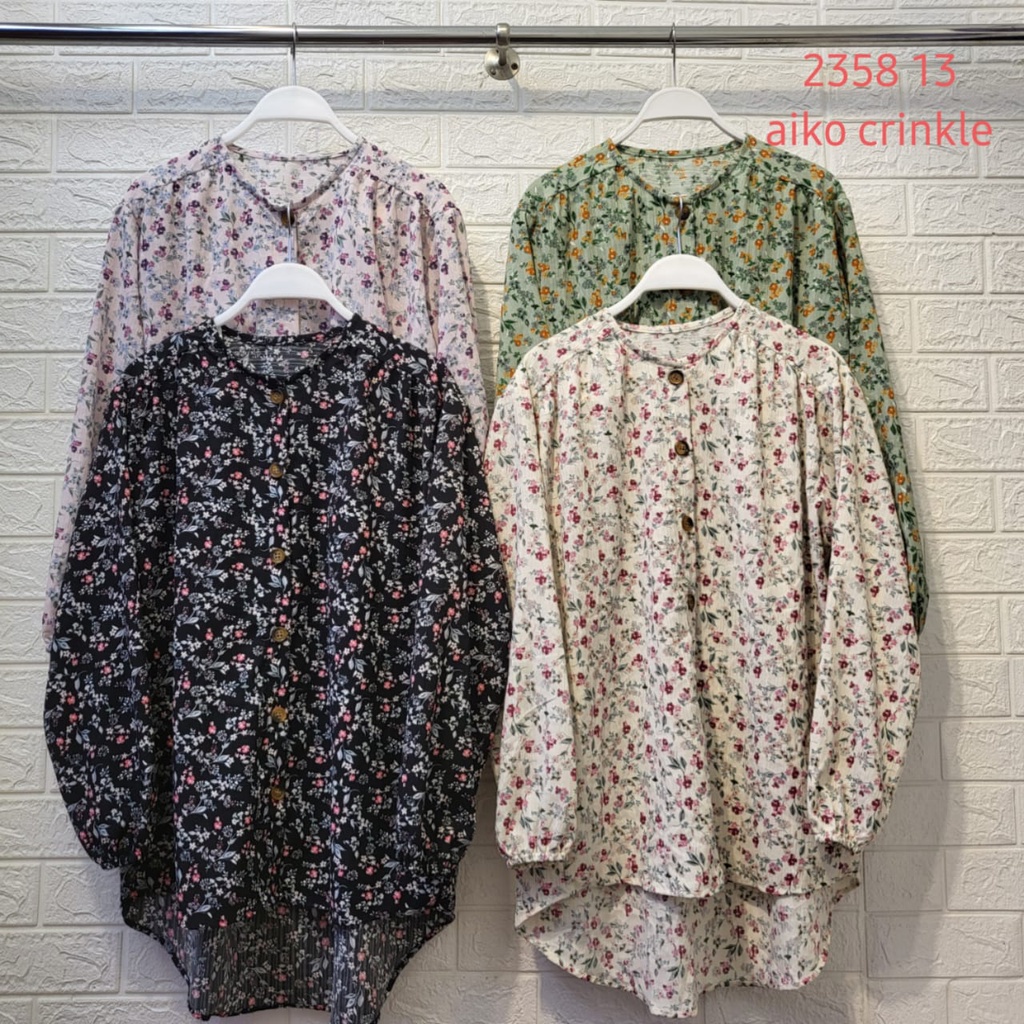 MONET - BLOUSE KOREA MOTIF BUNGA FLORAL BAHAN CRINKLE