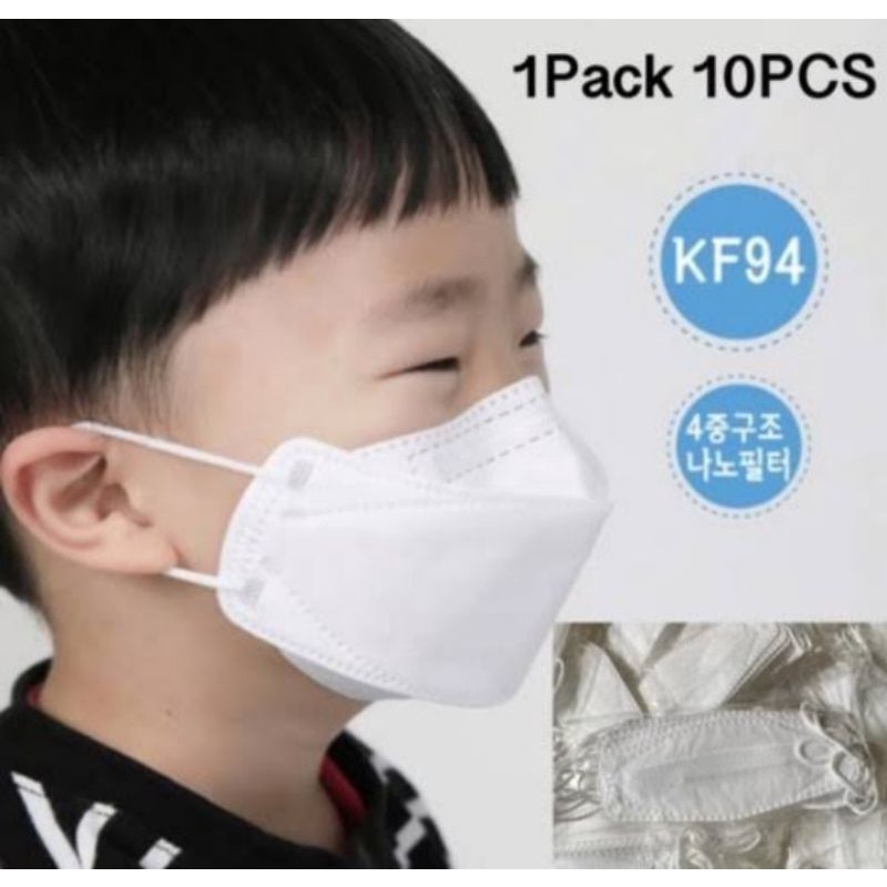 Masker KF94 anak isi 10pcs warna abu/hitam/putih
