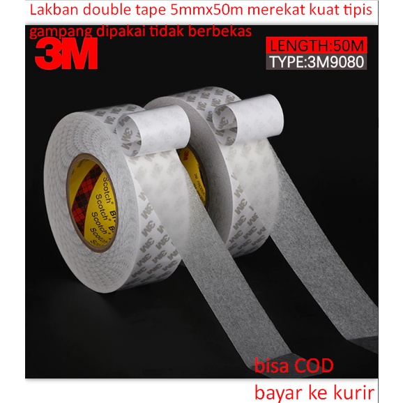 

Lakban double tape 5mmx50m merekat kuat tipis gampang dipakai tidak berbekas