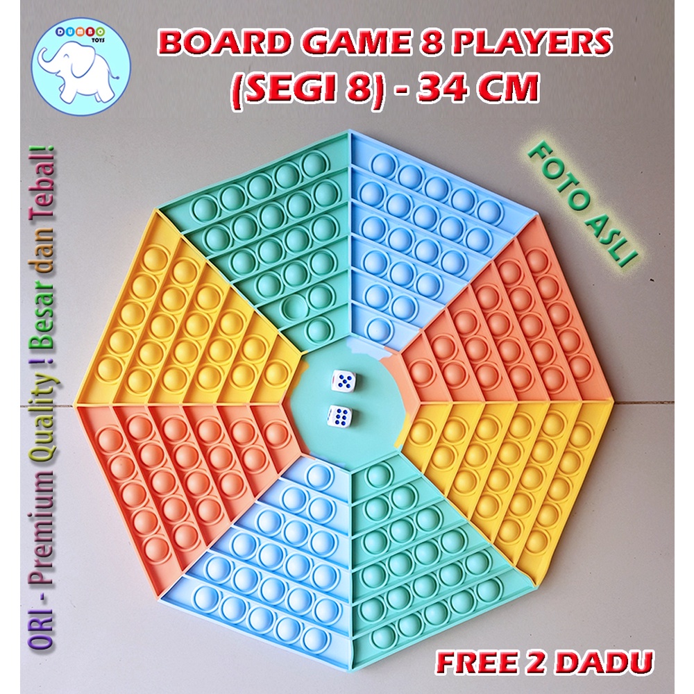 Pop It Board Game Persegi Panjang Battle Free Dadu Rainbow Jumbo-BoardGame 8P