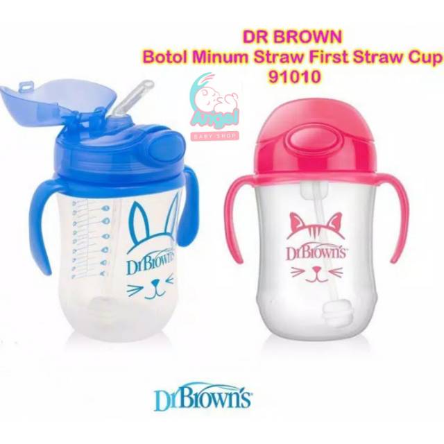 Dr.browns firh straw 6+ 270ml blue/pink