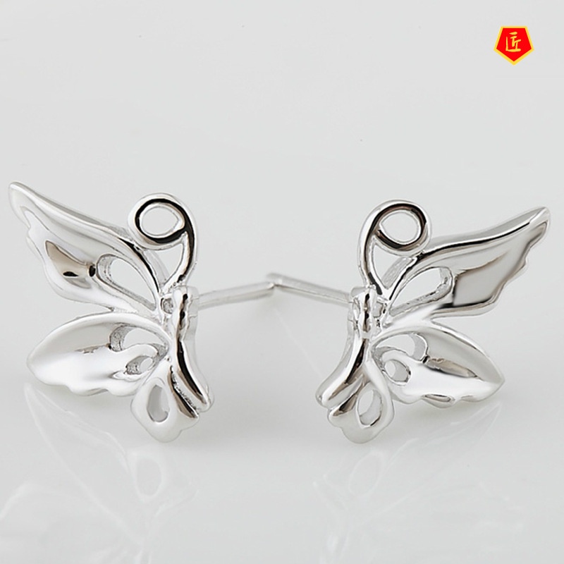 [Ready Stock]Delicate Silver Small Butterfly Stud Earrings for Women