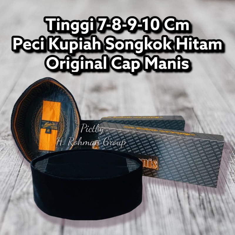 Manis Peci Songkok Kopiah Merek Manis Original Hitam Polos Ac