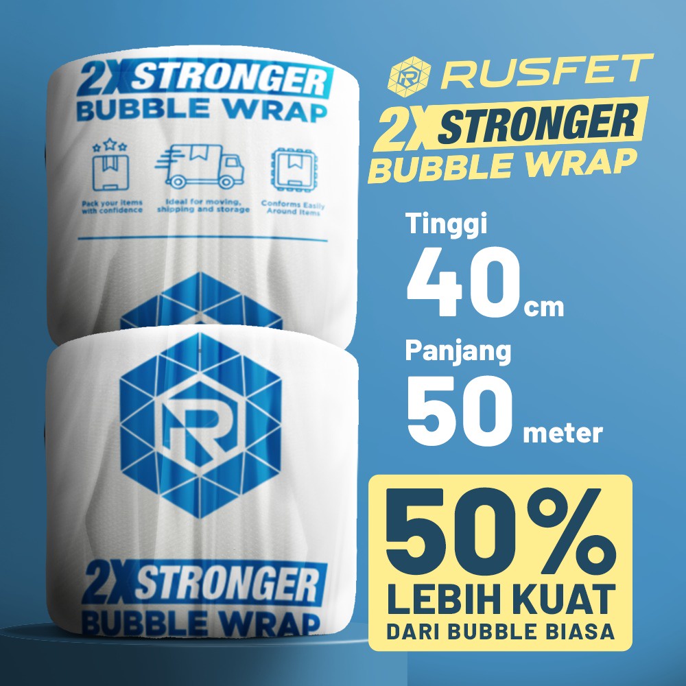 

Babel/Buble/Bubble Wrap Bening Tebal Premium 40cm x 50m Bubble Rusfet