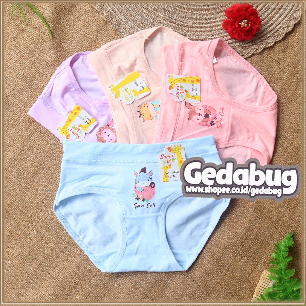 6 pcs CD Celana dalam anak Perempuan Girl Sorex NA 401 Super soft Size M-XL | Gedabug