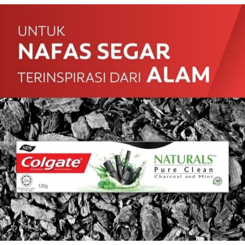 Colgate Naturals Pure Clean Charcoal & Mint Tooth Paste 120 gr Pasta Gigi