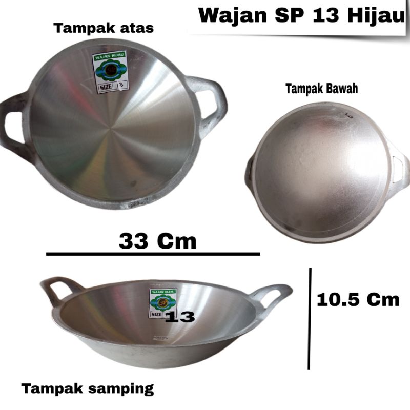Wajan Aluminium Tebal SP 13 Hijau