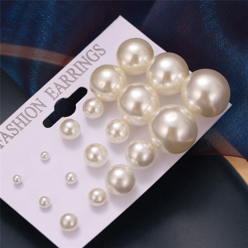 White Simulated Pearl Earrings Set For Women On Ear Ball Stud Earrings Bijouteria brincos Jewelry Accessories Wholesale