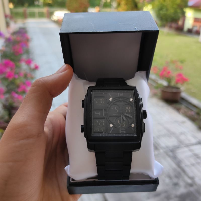 jam tangan pria original, dual time, skmei