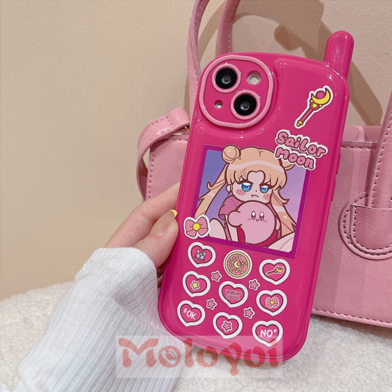 Fashion Lovely Anime Sailor Moon Back Case Kompatibel Untuk iPhone 7Plus 11xr 13 11 12 14 Pro MAX X7 8 Plus XS MAX Retro Personal Cellular Phone Glossy Air Cushion Soft Cover