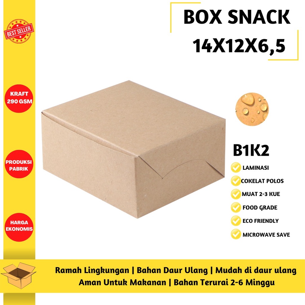 Dus Snack Dus Kue Snack Box 14x12 Laminasi (B1K2-14X12X6.5 Cm)