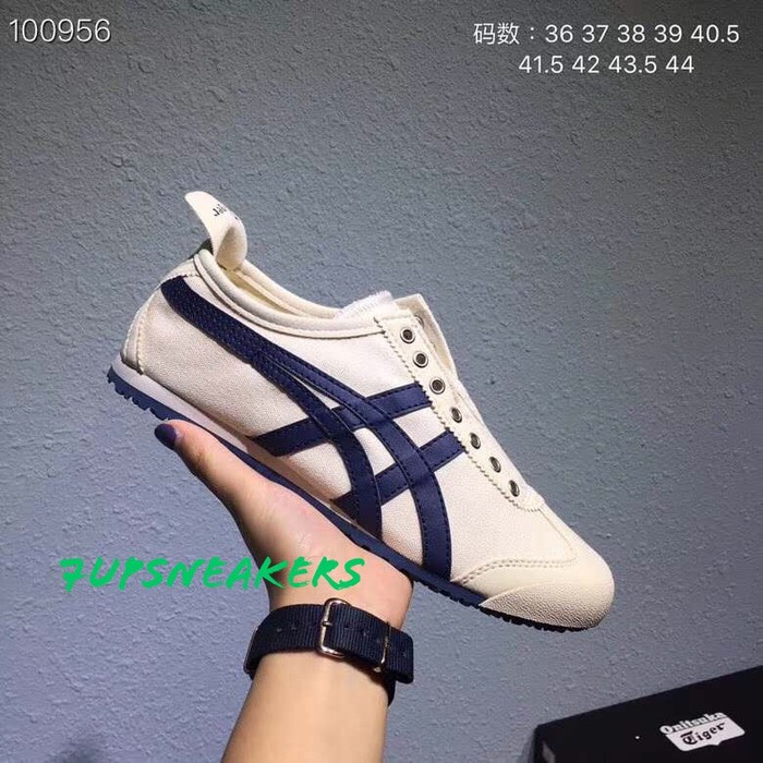onitsuka tiger slip on cream navy