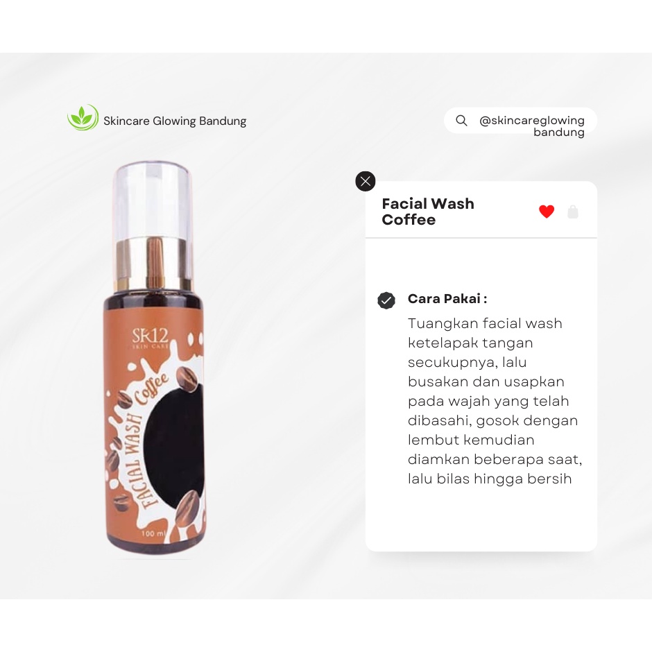 Facial Wash Coffee SR12 Sabun Cuci Muka Cair Mencerahkan Wajah Memudarkan Flek Hitam dan Bekas Jerawat