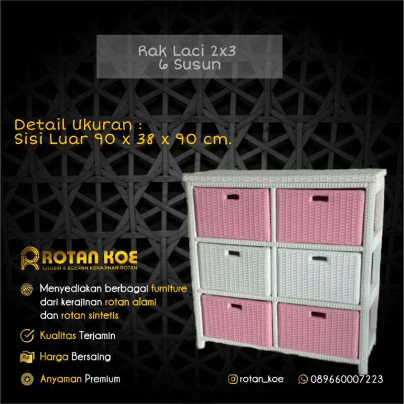 RAK LACI 2x3 ROTAN SINTETIS ANTI RAYAP 6 SUSUN