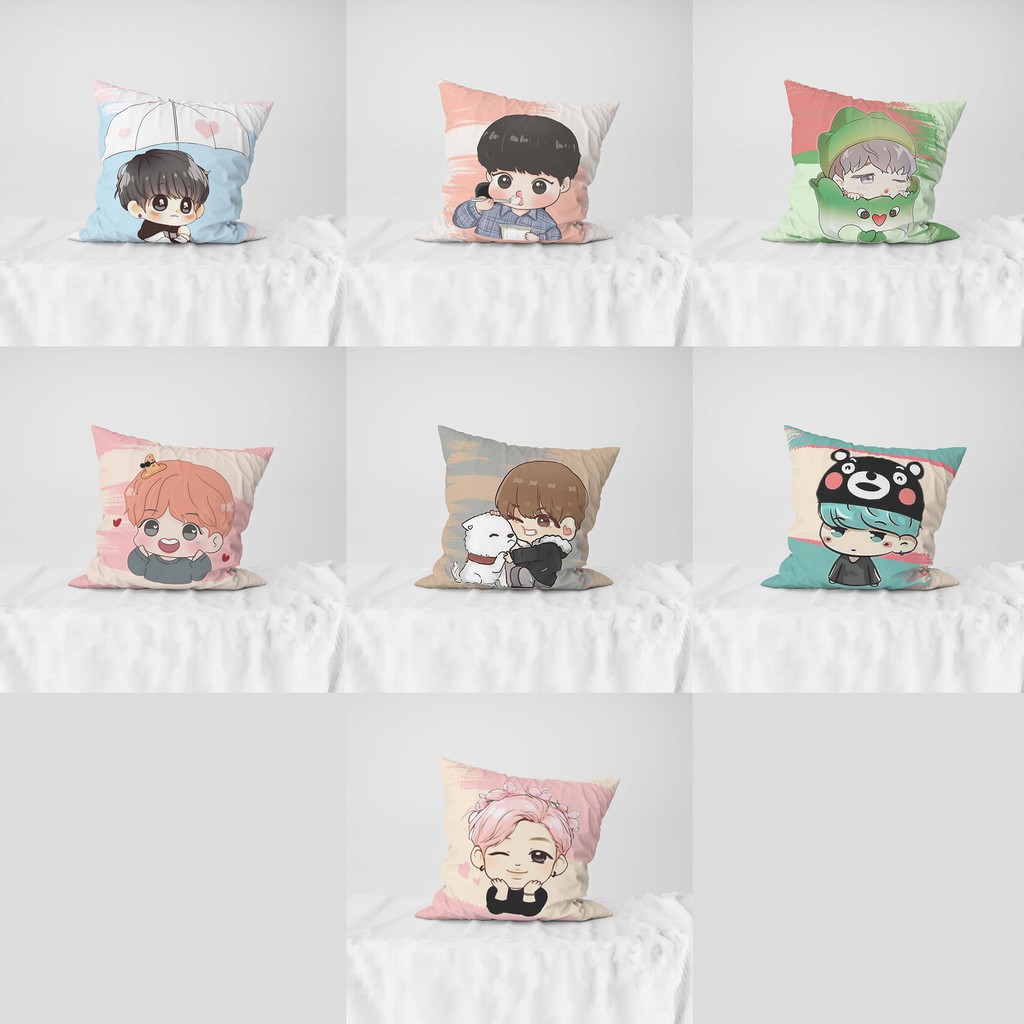 BANTAL CHIBI BTS (JIN, V TAEHYUNG, RM, JUNGKOOK, J HOPE, SUGA, JIMIN) CUTE PILLOW