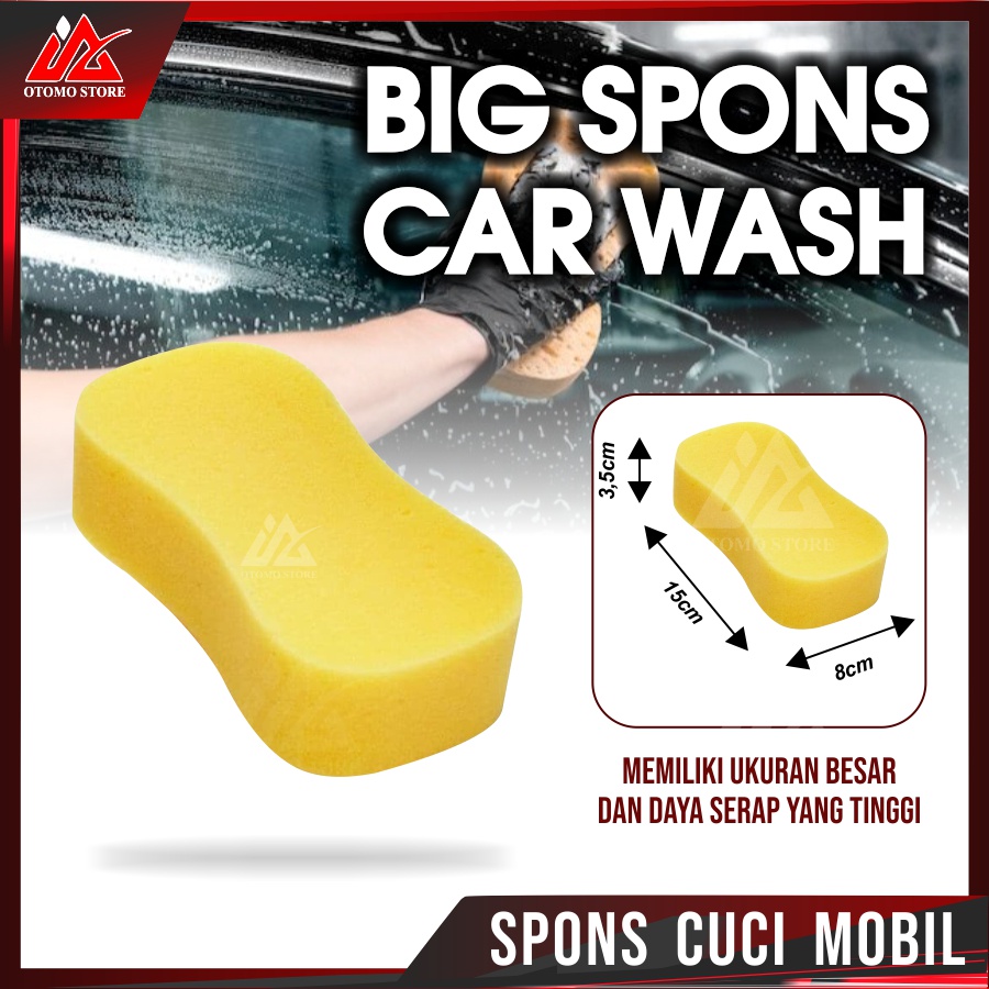 BIG SPONS Sponge Busa Cuci Mobil Motor Piring Kuning 8 Busa Foam Wash Tebal Spon Original