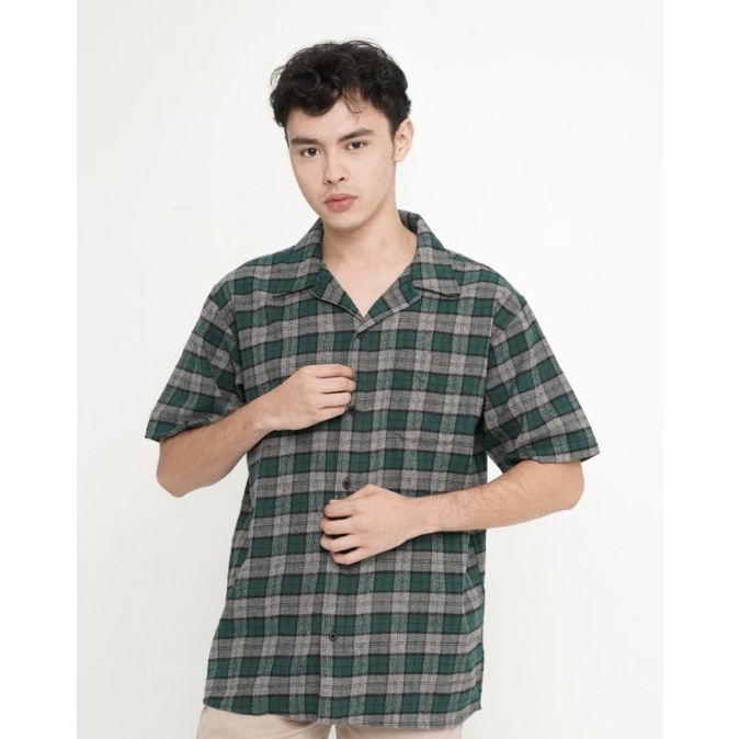 Sale Kemeja Pendek Unisex Erigo Flannel Helge Green /KAOS PRIA DISTRO/KAOS PRIA POLOS/KEMEJA PRIA LE