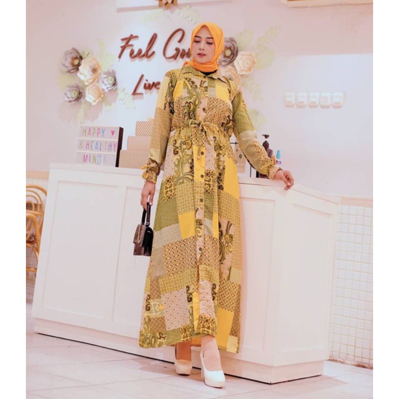 Delina Dress, DRESS MUSLIM, baju wanita, baju gamis, dress, gamis, Baju gamis, fashion wanita