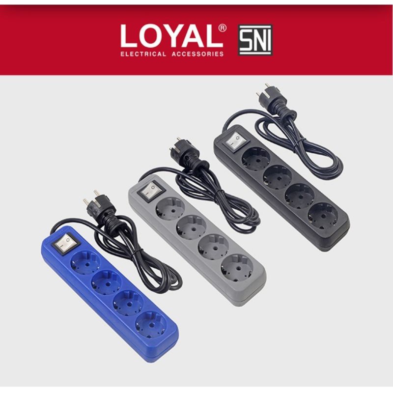 Stop Kontak 4Lubang + 1Saklar + Kabel 3M Loyal LY208