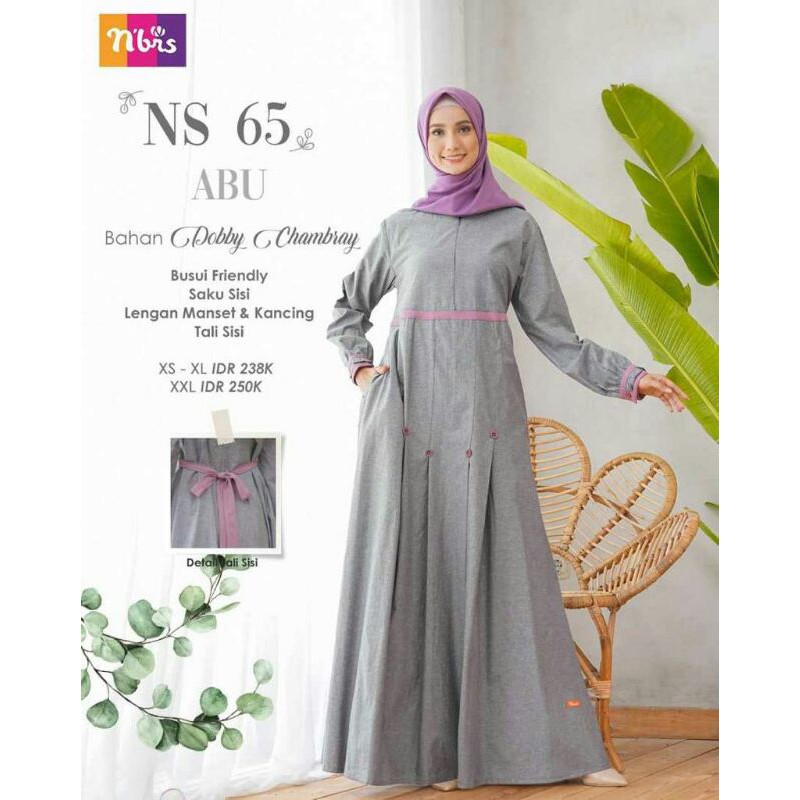 gamis nibras NS65 NS 65 abu dan coklat