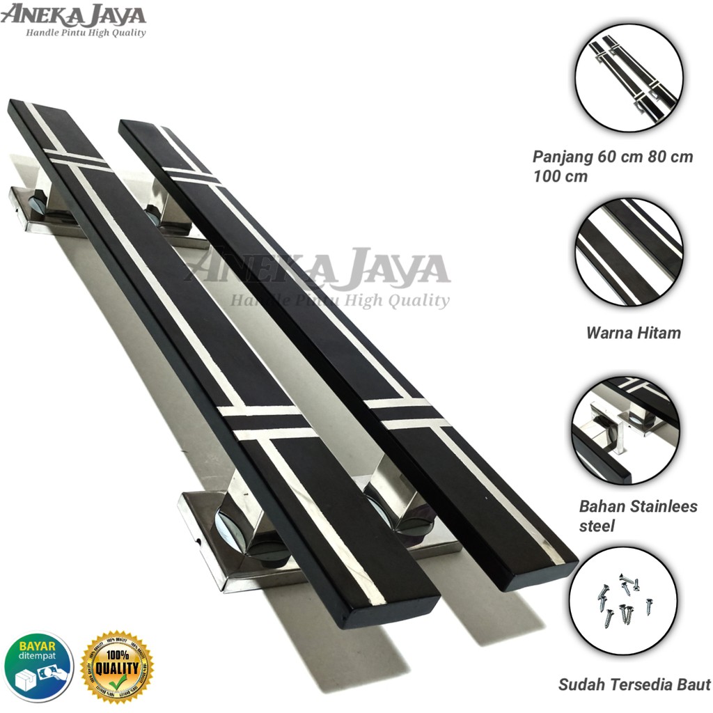 Handle Pintu rumah panjang 60 cm 80 cm 100 cm Tarikan Pintu Pegangan Pintu rumah minimalis hitam