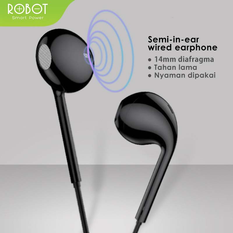 Headset Robot RE10 Wired Headset Wired Earphone Bass Smartphone Original - Garansi 1 Tahun