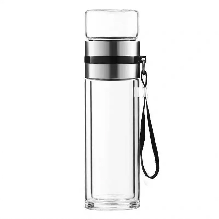 Botol Tumbler Infuser Saringan Teh Stainless 400ml Silver