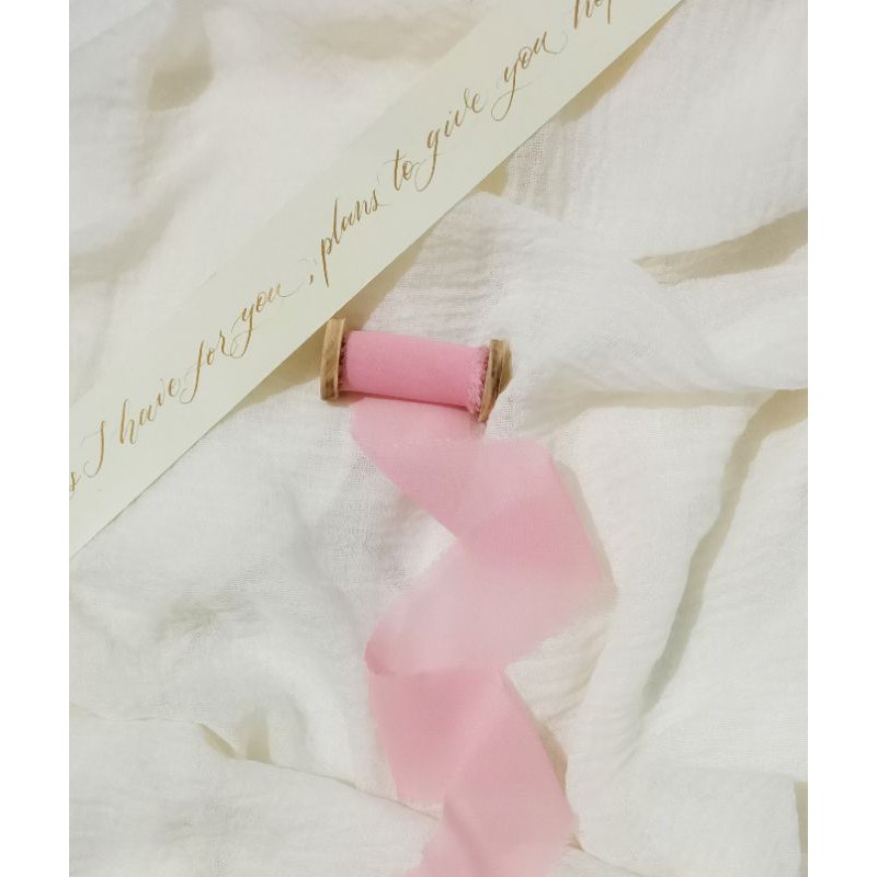 

ribbon in pink- wedding ribbon / calligraphy ribbon / vows ribbon / pita buket / pita vow