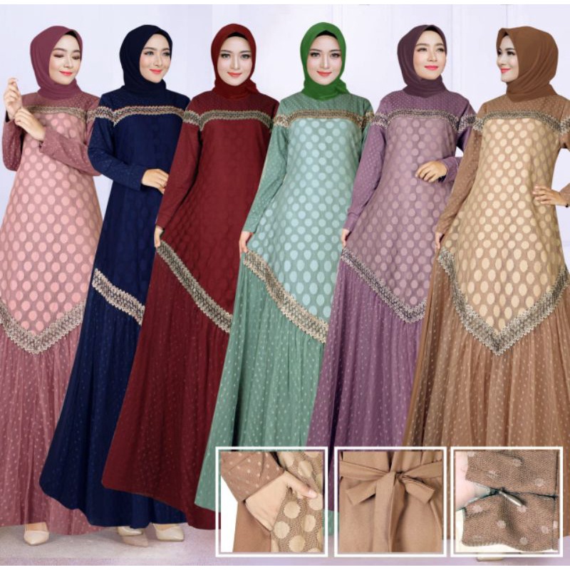 sch_ gamis premium terlaris gamis pesta tile dot renda | gamis lebaran | gamis terbaru | gamis pesta