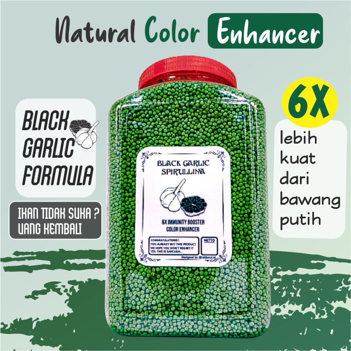 Pelet Pakan Ikan Koi Pelet Spirullina Premium [Ekstrak Bawang Hitam] (1,6kg)