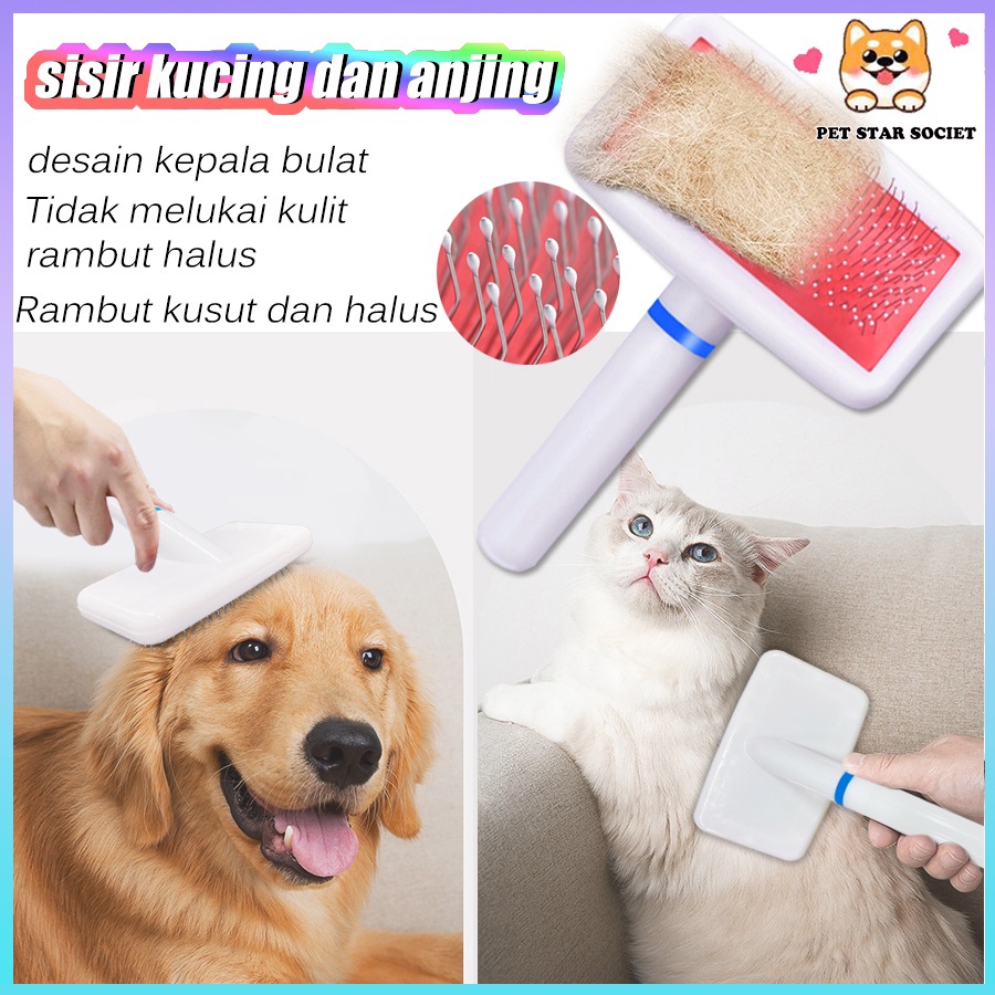 SISIR PUTIH PENGANGKAT BULU - Sikat untuk Kucing Anjing Rambut Rontok - Pet Cat and Dog Comb Brush - Sikat Grooming Hewan Anak Kitten Puppy Bulu Mati Panjang Lembut &amp; Pendek Gimbal Anti Bebas Kutu