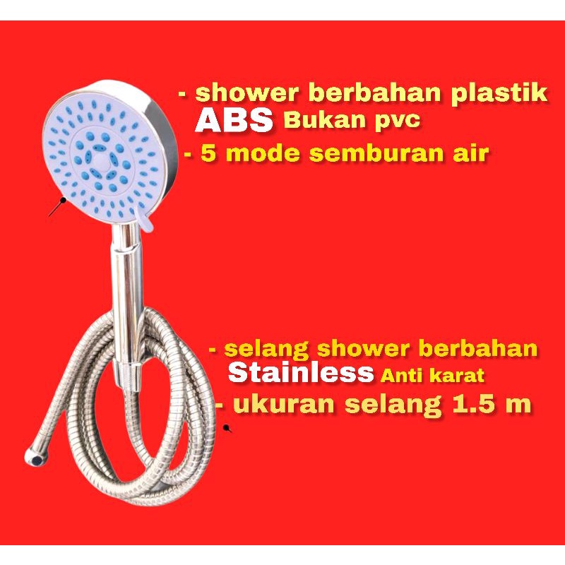 Shower Kamar Mandi + Kran Cabang Hand Shower Besar Biru Murah