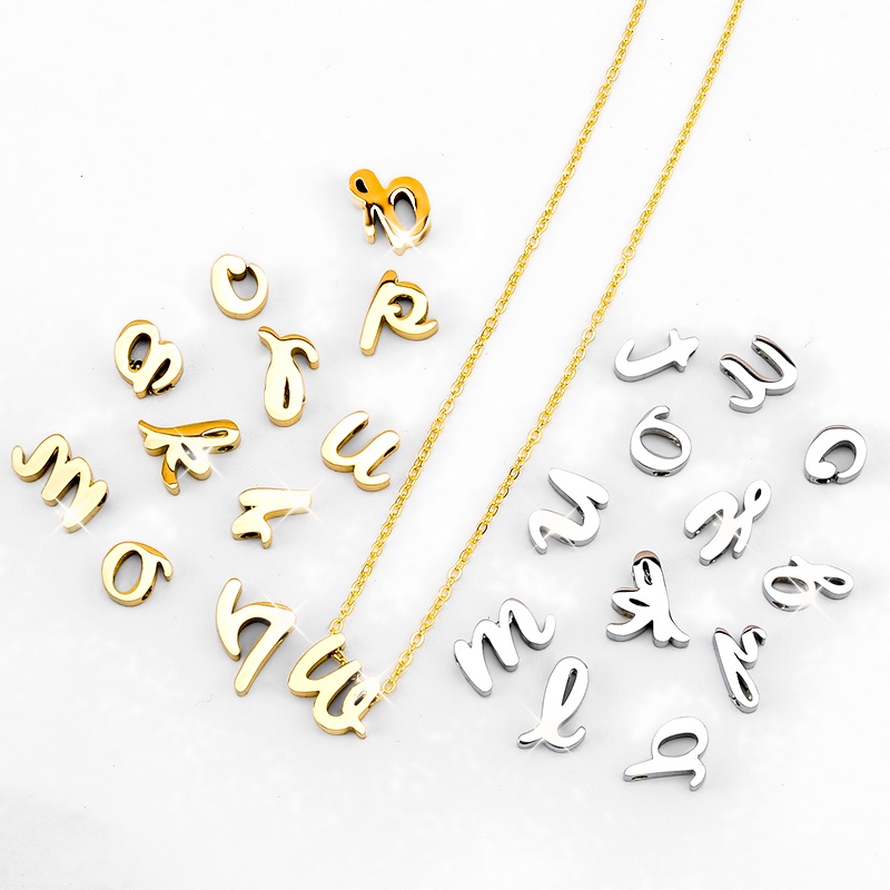 1 PC Letter Stainless Steel Liontin Alfabet Alphabet Anting -anting Aksesoris untuk Perhiasan Membuat Perhiasan Gelang DIY