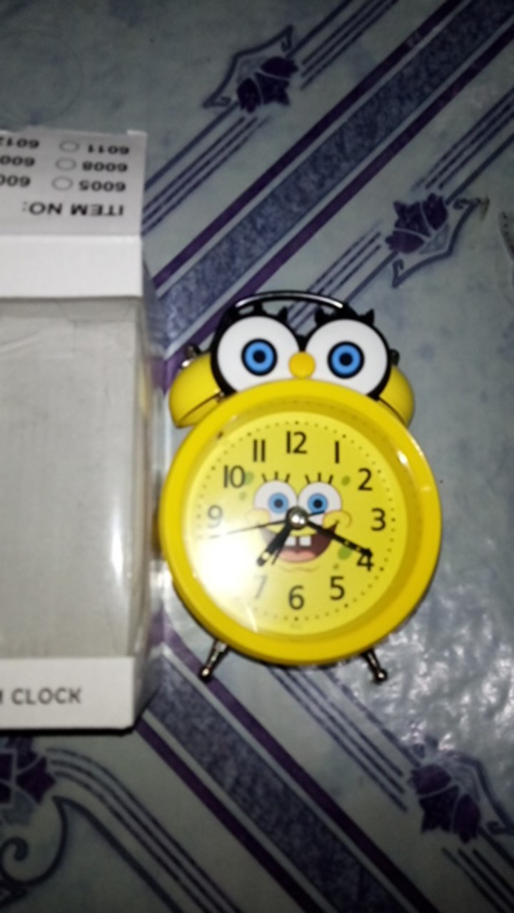 Jam Beker Kring Spongebob / Jam Meja Cute / Jam Beker Dekorasi - 6012
