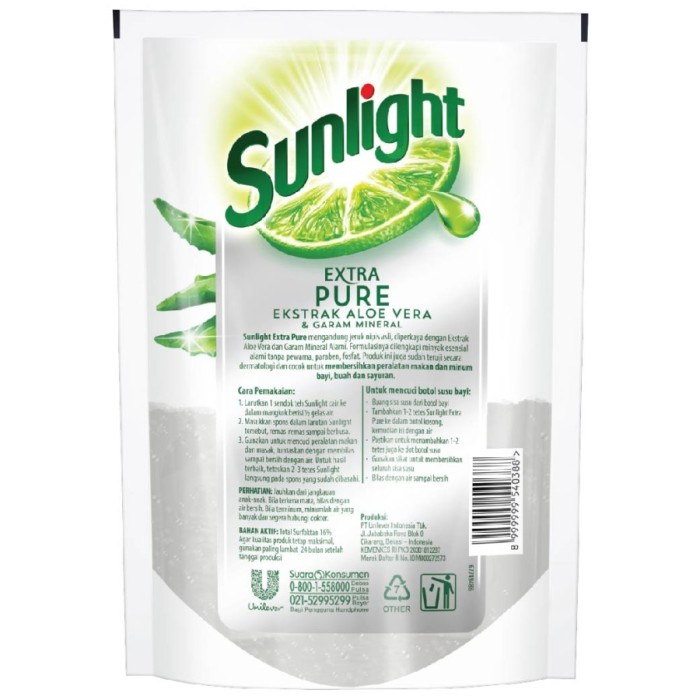 Jual Sunlight- Sabun Cuci Piring Extra Pure Refill 720Ml Sabun Botol Bayi #98