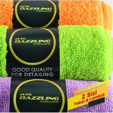 (TERLARIS) AUTODAZZLING LAP MICROFIBER TEBAL DAN LEMBUT 2 SISI BERBEDA COCOK UNTUK DETAILING BISA COD