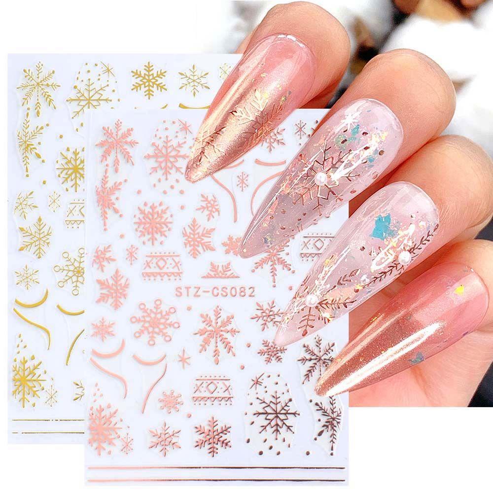 AUGUSTINA Agustina Natal Stiker Kuku Wanita Fashion Cinta Hati Elk Manicure Aksesoris Nail Art Dekorasi