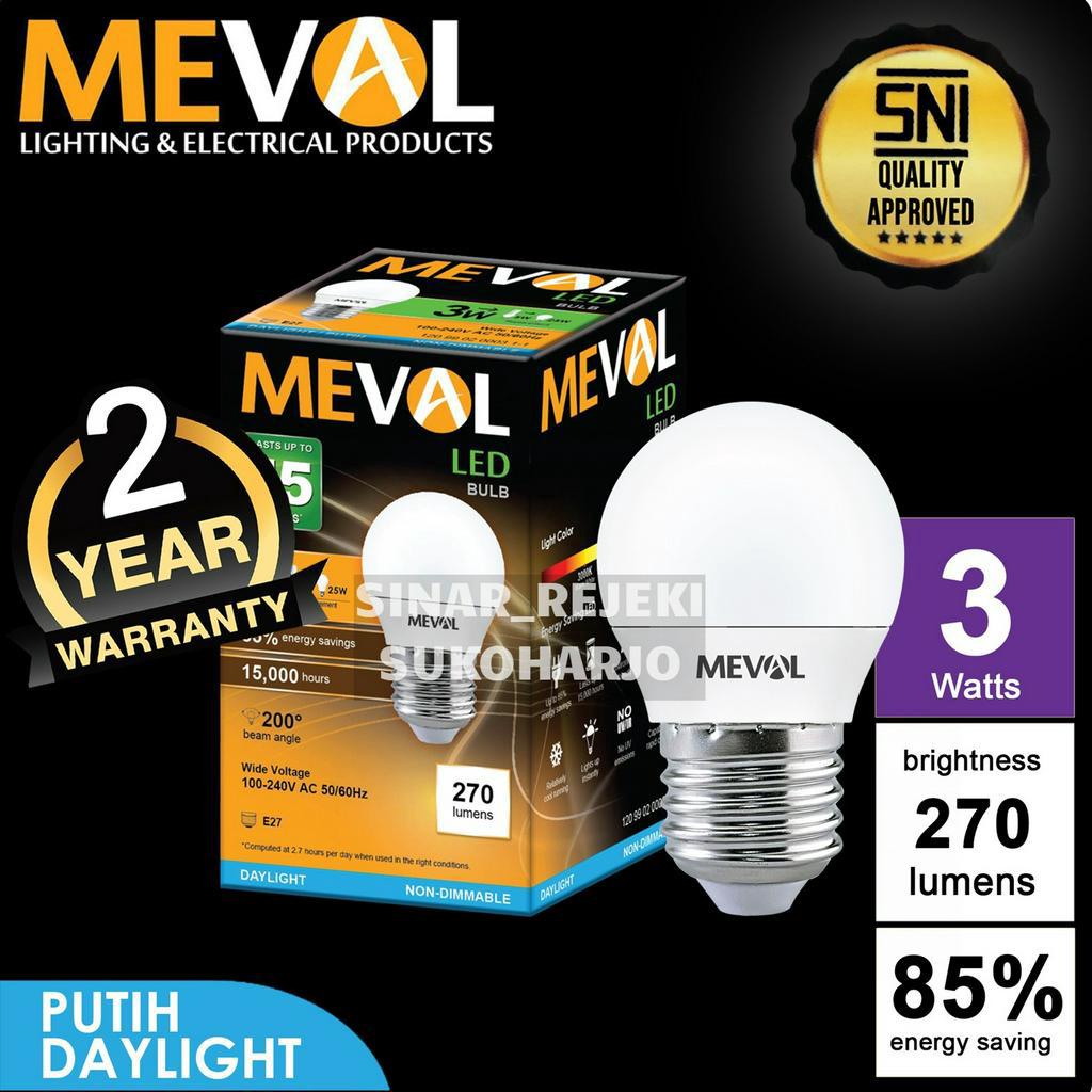 Meval Lampu LED Bulb 3W - Putih