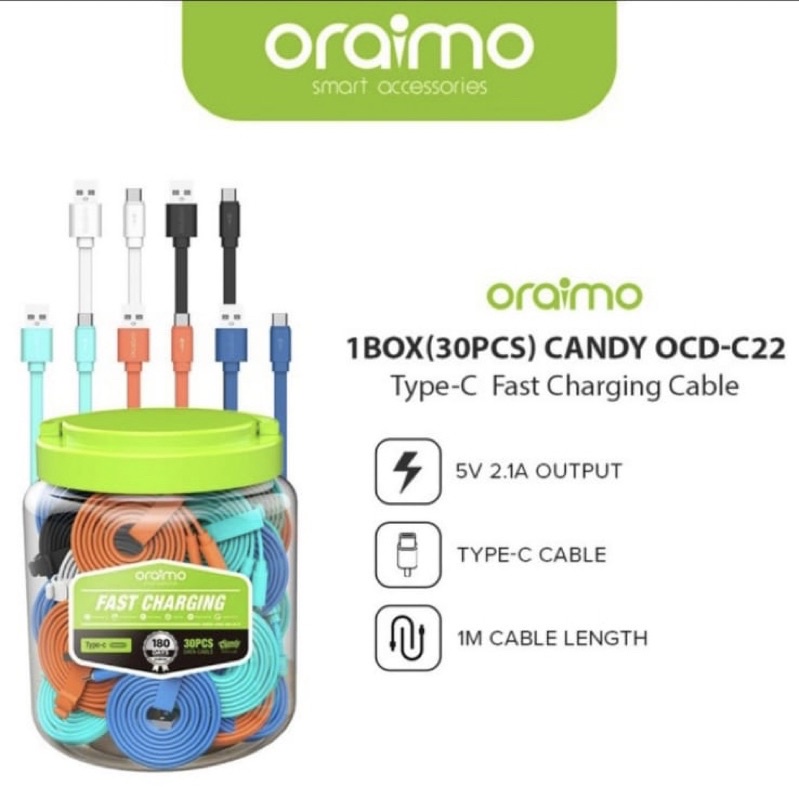 Oraimo OCD-C22 Candy Type-C Fast Charging Android Cable ( 1 PCS ) - Garansi 1 Tahun