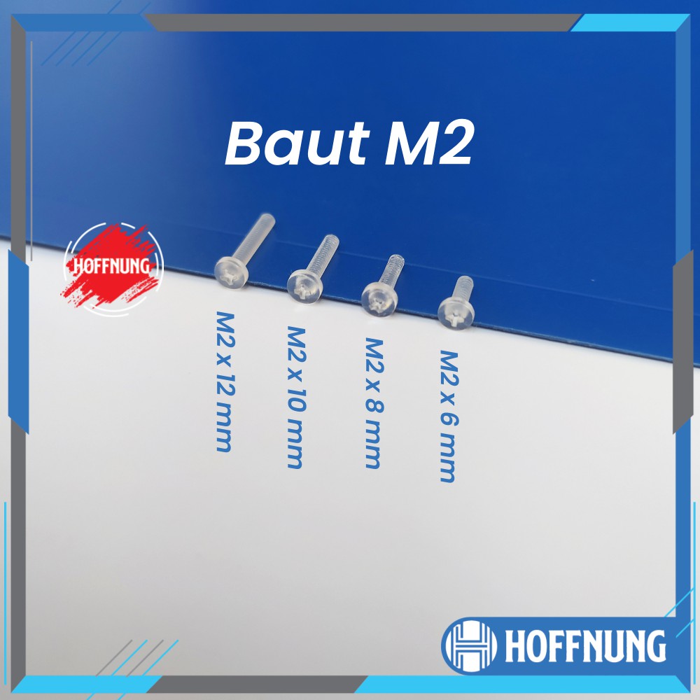 Baut M2 Plastik Akrilik M2x5 M2x6 M2x8 M2x10 M2x15 M2x20 M2x25 M2x30 mm Mur Baut Plus Transparan