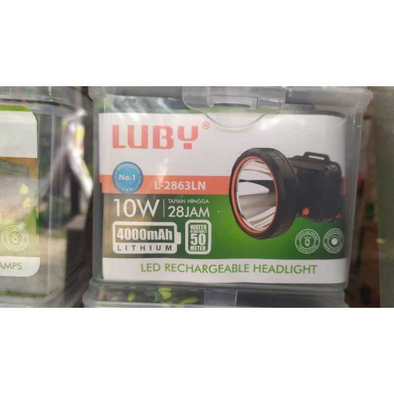 Senter kepala luby 10 watt nyala Putih